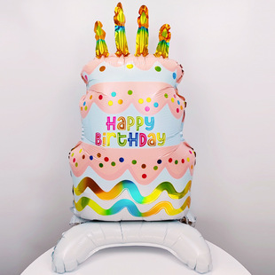 Internet red lifting cake bear base cake balloon birthday candle birthday aluminum film ball baby one-year-old party decoration