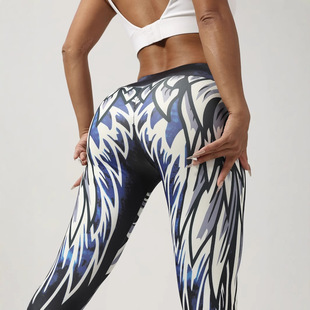 New cross-border Europe and the United States digital printing angel wings printing yoga pants high waist slim hip yoga tight