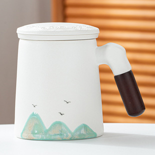 Ceramic office cup tea separation Tea Cup hand painted Yuanshan mug simple water cup tea cup business gift