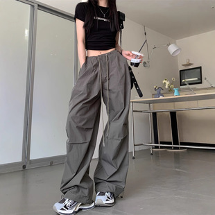 American Style High Street Overalls Women's Summer Thin Quick-drying Sports Pants High Waist Loose Wide-leg Pants for Jazz Dance