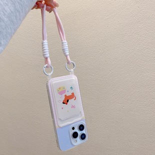 Ins Summer Coconut Tree Puppy Card Bag Lanyard for Apple 15promax Mobile Phone Case iphone13 New 14