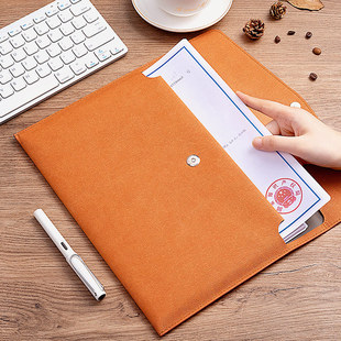 Business leather file bag waterproof large capacity A4 storage portable file bag folder