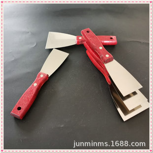 Wholesale stainless steel double color handle putty knife plastic handle shovel knife batch knife wooden handle double clip mirror polished putty knife