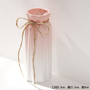 Pink Gradient Ceramic Vase Cute Flowers Hydroponic Green Plant Container Simple Coffee Table Desktop Decoration Entrance TV Cabinet