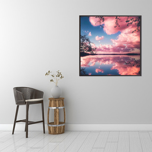 Amazon 5D Diamond painting diy landscape combination round diamond full diamond seaside reflection diamond embroidery living room decorative painting