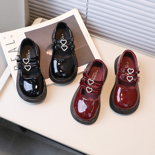 Spring 2025 new girls bow black small leather shoes Korean love bright diamond princess shoes student shoes