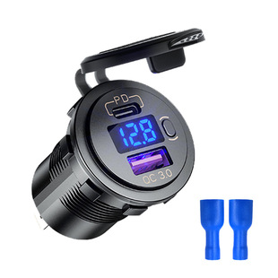 Kaiweige motorcycle car fast charging dual interface QC3.0 PD port voltage display switch modified car charging