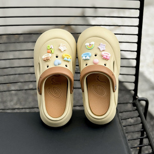 Cross-border house small year fashion dopamine new puff personality hole shoes breathable comfortable shock absorption factory wholesale