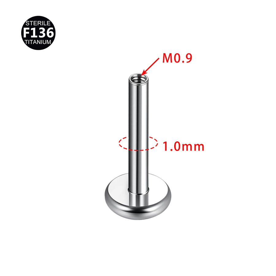 F136 titanium full diamond 0.9 mini candy-colored pentagram round zirconia lip stud, ear stud, ear bone stud piercing accessory