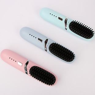 Mini wireless hair straightener home rechargeable portable travel hair care anion hair comb anti-static hair straightener wholesale