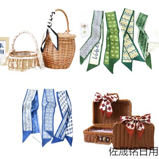New Korean Style Small Fresh Long Multi-color Binding Ribbon Silk Scarf Women's Hair Binding Decorative Letter Floral Headband Belt