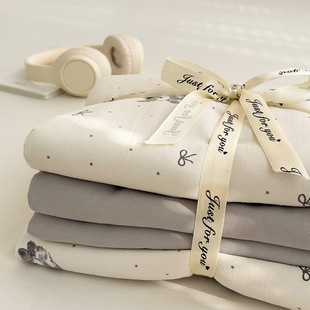 Knitted cotton four-piece set Japanese-style unprinted cotton striped good products dormitory cotton Tianzhu cotton quilt cover sheets wholesale