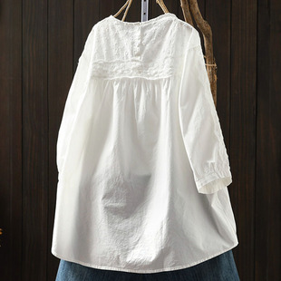 Lace Stitching Cotton Shirt Women's Pullover Loose Meat Covering Summer New Casual All-match Sweet Half Sleeve Shirt