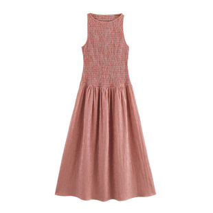 European and American style crew neck sleeveless Midi dress vest skirt spring and summer slim slim temperament long skirt 3067329