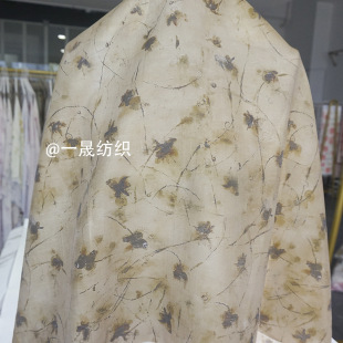 Zha Ji Feng Vintage Cotton and Linen Imitation Ramie Printed Fabric Summer Thin Acetic Acid Hemp Cheongsam Hanfu Antique Fabric