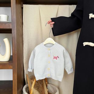 Korean Girl's Sweater Spring 2025 New Style Western Style Baby Knitted Cardigan Children's Fashionable Embroidered All-match Jacket