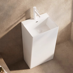 Factory Ceramic Integrated Floor Pillar Basin Small Apartment Vertical Round Washbasin Bathroom Balcony Washbasin