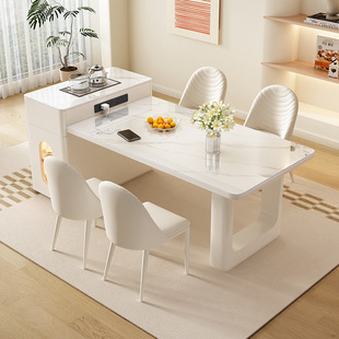 Modern Light Luxury Cream Style Rock Board Island Table One-piece Dining Table Middle Island Table Table Multi-functional Island Table Bar