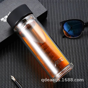 Aishida double-layer glass 320ml teacup insulated with lid filter Cup 304 stainless steel teacup portable for men