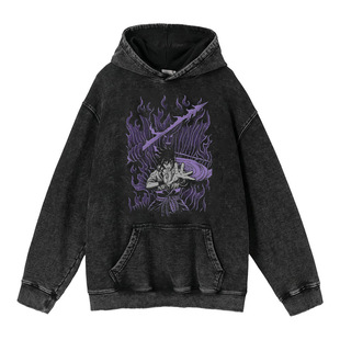440g Heavy Washed and Distressed Naruto Naruto Anime Street Retro Cotton Sweatshirt Hooded Sweatshirt