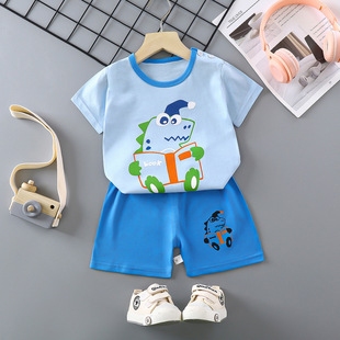 [Automatic distribution exclusive] Children's short-sleeved suit cotton girls summer clothes boys T-shirt baby baby clothes