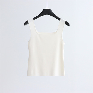 Yiliite 16-needle Knitted Vest Summer Vest Sleeveless Bottoming Anti-pilling Suspender Inner Women's Square Collar Top