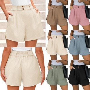 Cross-border European and American Summer New Amazon Women's Loose Wide Leg Commuter Business Elegant Elegant Suit Shorts Women