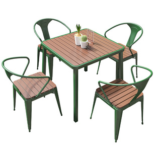 Coffee shop milk tea shop table and chair combination outdoor outdoor outdoor shop outdoor barbecue shop clear bar plastic wood waterproof anti-moisture