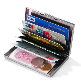 Anti-theft portable metal card bag men's new high-end multi-functional anti-magnetic stainless steel card bag card box bank card bag