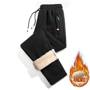 Pants for work men loose wear-resistant fleece thick work pants for work autumn and winter lambswool sports pants