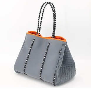 Factory Direct Supply Customized Large-Capacity Satchel Shopping Bag Casual Women's Bag Side Perforated Diving Material Beach Bag