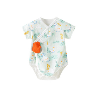 Baby's Wrap Fat Clothes Summer Pure Cotton Thin Short-sleeved Climbing Clothes for Boys and Girls Baby's Sleeve Triangle Hats