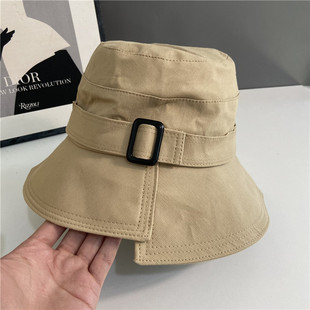 Irregular metal buckle spring and summer sun protection fisherman hat female Korean fashion brand all-match elegant light mature wind face-looking small basin hat