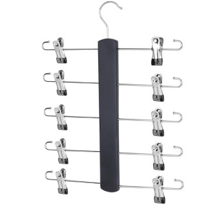 Non-Slip and Seamless Solid Wood Multifunctional Skirt Clip Multi-Layer Dual-Use Wooden Clothes Hanger for Pants and Underwear Hanger