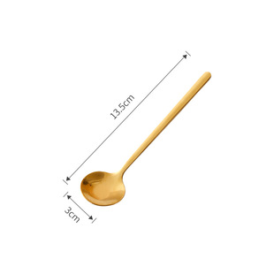 304 Stainless Steel Spoon Spoon High Color Value Household Long Handle Seasoning Stirring Small Round Ice Cream Dessert Coffee Spoon