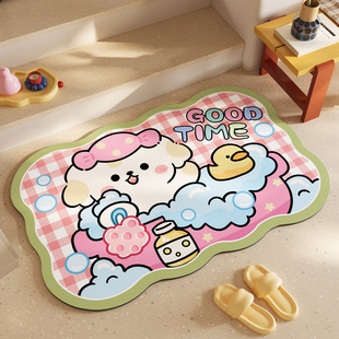 Cute Cartoon Bathroom Bathroom Door Mat Absorbent Non-slip Entrance Door Entrance Entrance Full Floor Mat Easy to take care