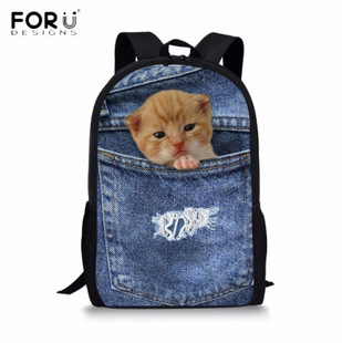 Spring 2022 New Ripped Cat Series 2 Men's and Women's ins Casual Oxford Cloth 3D Printed Backpack