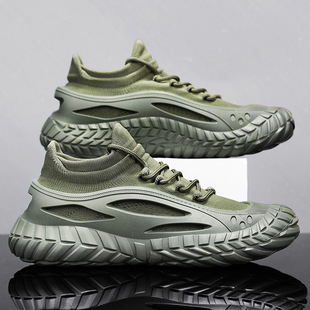 Men's Shoes Spring 2025 New Breathable Mesh Fly-woven Casual sneaker Men's Lightweight Thick-soled Wear-resistant Torre Shoes