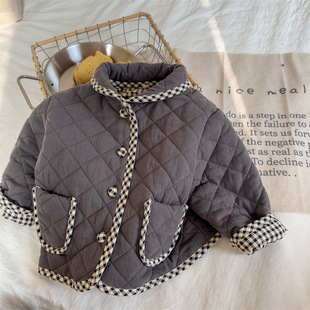 2023 children's clothing autumn and winter children's winter Korean-style fleece-lined thickened cotton-padded coat girls' winter coat cotton-padded coat 122658