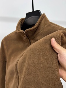 Fleece Men's Double-sided Polar Fleece Solid Color Cardigan Sweater Men's Winter Warm Casual Collar Jacket Coat
