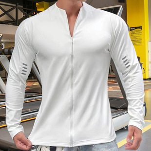 Muscle Fitness Short-sleeved Men's Basketball Brothers Training Clothes All-match Loose Half-sleeved Sports Zipper Long-sleeved T-shirt
