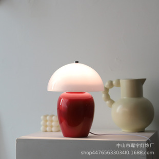 Cross-border Amazon creative modern ceramic table lamp cafe living room study bedroom bedside colorful glass table lamp