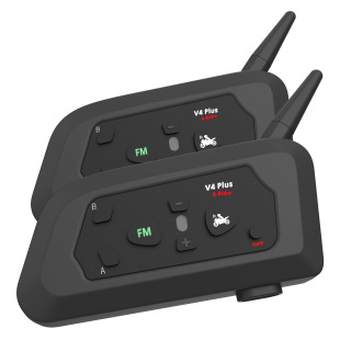 V4plus Full Dual Power Intercom Motorcycle Bluetooth Intercom Headset Helmet Intercom FM Function