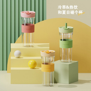 Large Capacity Water Cup High Temperature Explosion-proof Tea Cup with Tea Water Separation High Color Value Flower Tea Cup Plastic Cup for Boys and Girls Children
