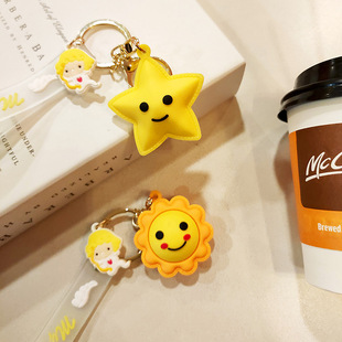 Creative Cute Cute Cartoon Sun Moon Stars PVC Three-dimensional Keychain Pendant Car Bag Hanging Accessories
