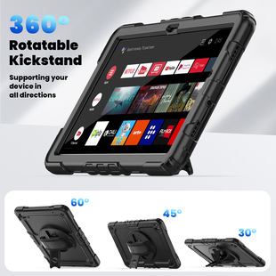 Suitable for Samsung Tab A9Plus Contrasting Color Silicone Pc Rotating Stand A9 X115 Strap Three-Proof Protective Cover
