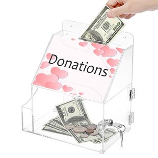Cross-border Hot Selling Acrylic Ballot Box Donation Box Letter Box Transparent Election Box with Lock Change Savings Box