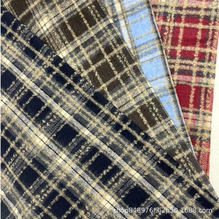 New wholesale wool plaid fabric children's clothing men's shirt plaid fabric autumn and winter sanding plaid home clothes