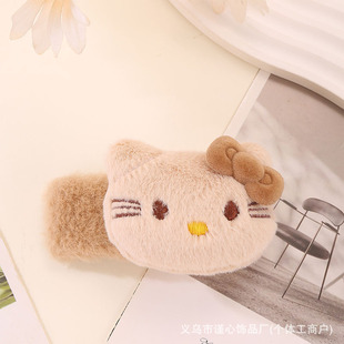 New Cartoon Plush KT Cat Hairpin Large BB Clip Cute Autumn and Winter Sweet Girl Hair Side Clip Bangs Clip