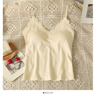 Seamless lace beauty back camisole inner wear anti-exposure outer wear one-piece fixed Cup with chest pad wrapped chest underwear